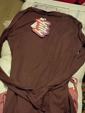 Fabletics Mauve Long Sleeve Ribbed Knit Dress